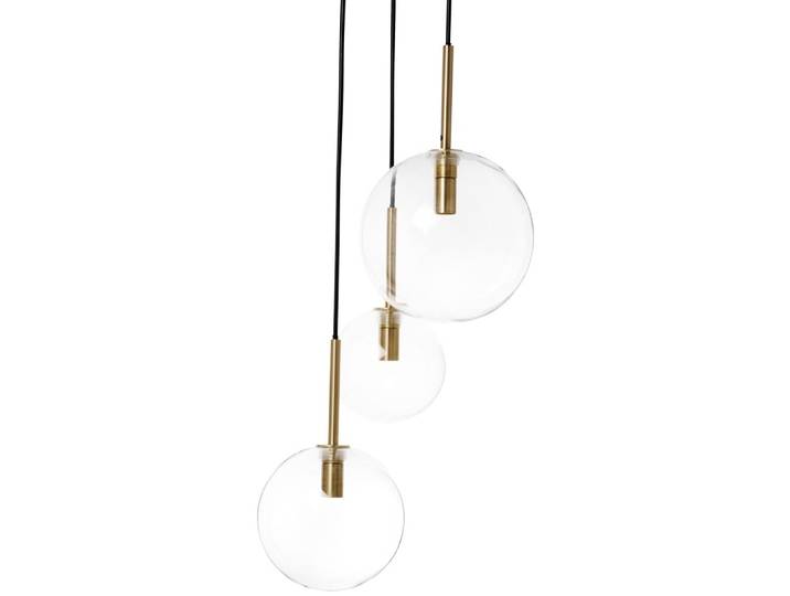 Pendelleuchte mit 3 klaren Glaskugeln, H40 cm