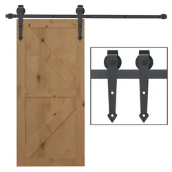 HOMCOM HOMCOM Schiebetüren-Beschlagsatz, 2 m, Komplett-Set mit Schienen, Rollen, Braun