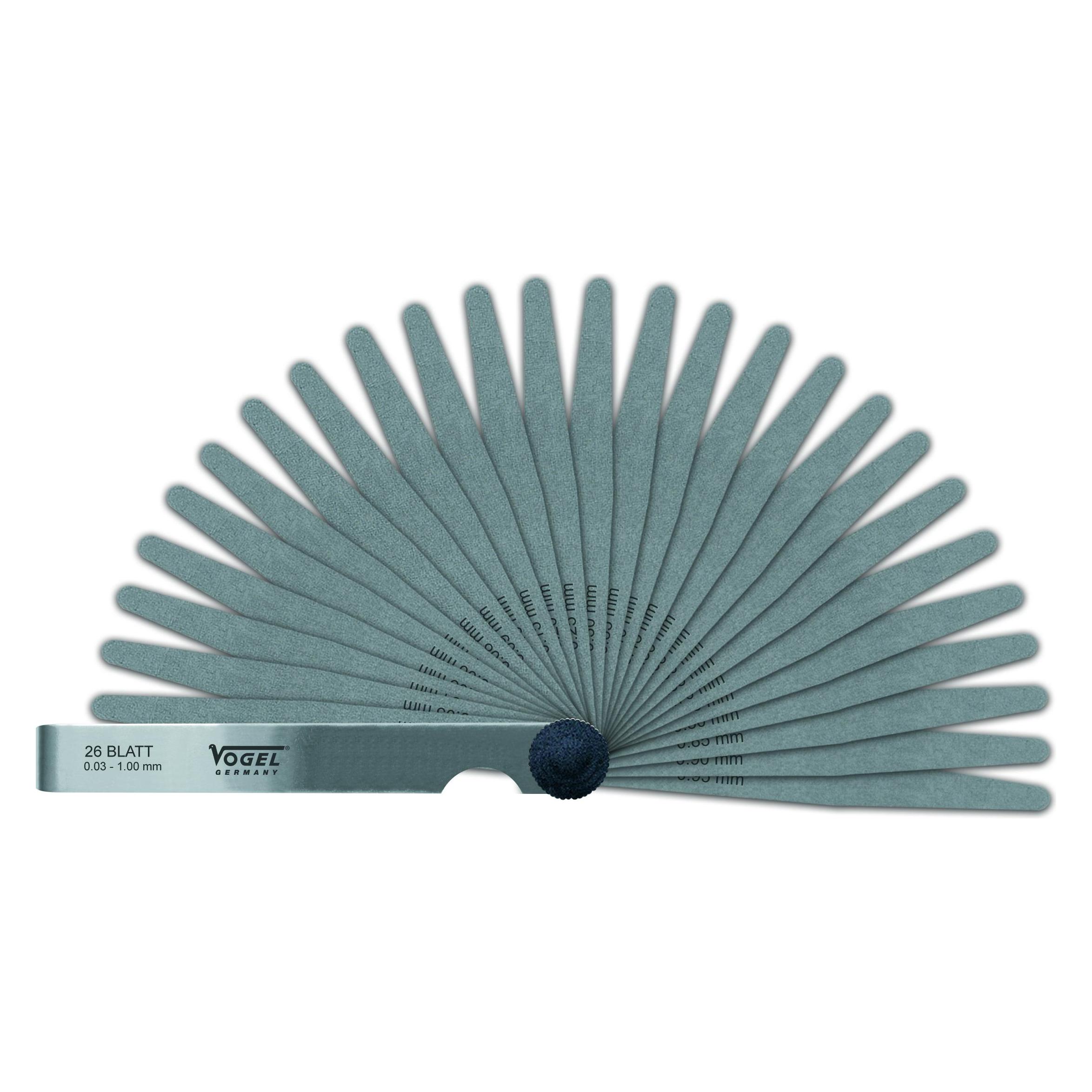 Vogel Germany Fühlerlehren-Satz (21 Blatt, Messbereich: 0.05 - 2,00 mm, aus gehärtetem Federstahl, k (10 cm) (411009)