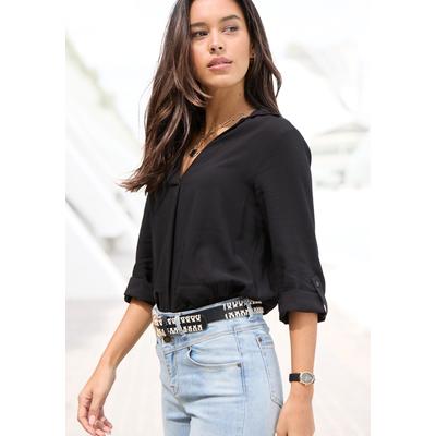LASCANA "mit tiefem V-Ausschnitt aus weich fließender Viskose" Bluse mit 3/4-Ärmeln, Damenbluse für den Alltag oder festliche Anlässe