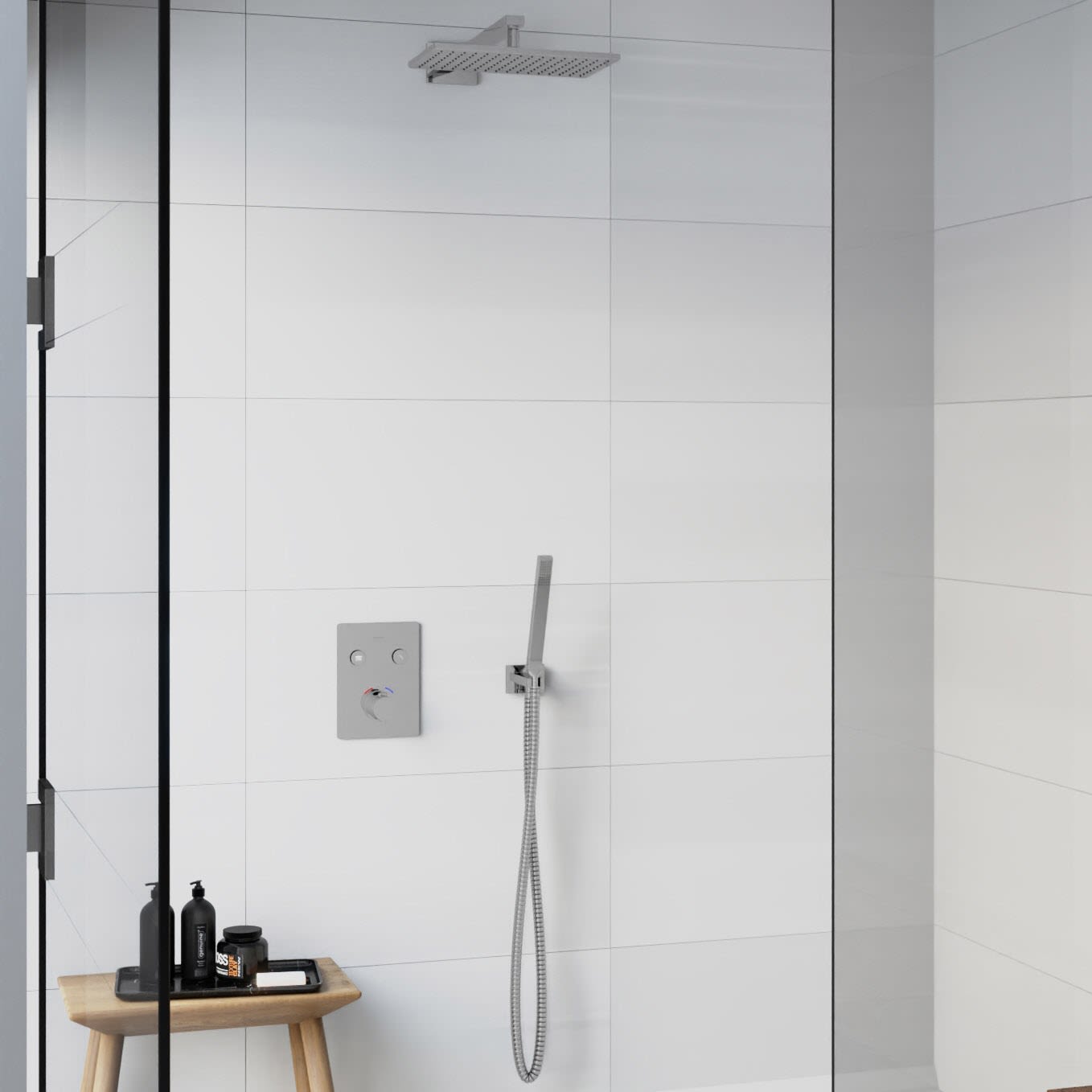 Steinberg Sensual Rain Pushtronic Set 3 square, thermostat, 2 consumers, with rain shower 18 x 30 cm PushtronicSet3-cornered