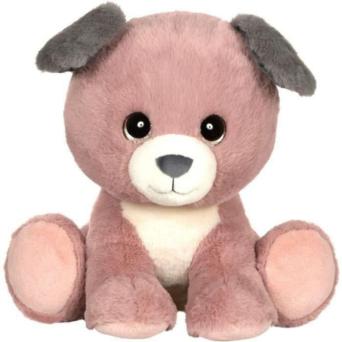 Gipsy Toys Puppy Eyes Pets knuffel hond - Roze en grijs - 40 cm