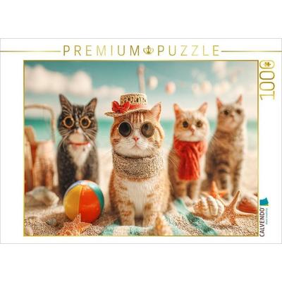 CALVENDO Puzzle Katzen am Strand im Sommerurlaub | 1000 Teile Lege-Größe 64x48cm Foto-Puzzle für glückliche Stunden, Sonstige von , Calvendo Puzzle