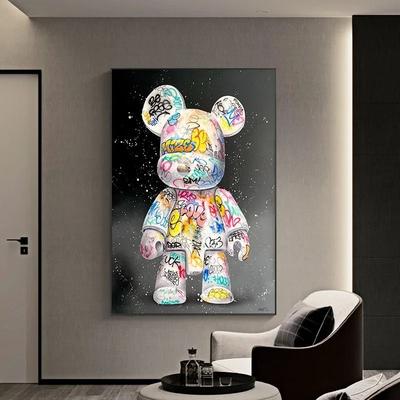 Kawaii Cartoon Bear Graffiti Canvas | Street Art Pop Culture Wall Poster 50 X 70 Cm