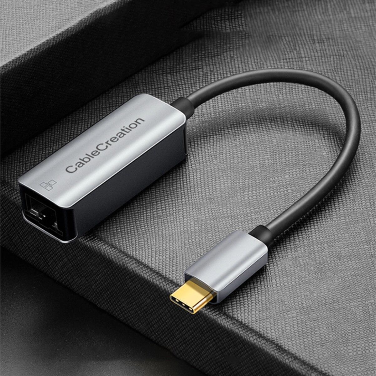 INF USB-C zu Gigabit Ethernet Adapter – Aluminiumlegierung Type-C zu RJ45, vergoldeter Stecker, Plug-and-Play, Grau