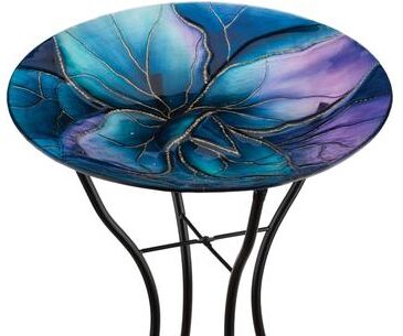 Regal Art and Gift Regal Art & Gift 18 Inch Birdbath with Stand - Swirl Blue