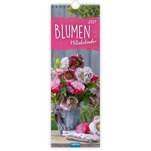 Trötsch Streifenkalender 2027802, Blumen, mit Ferienübersicht, 12 x 35 cm, Jahr 2027