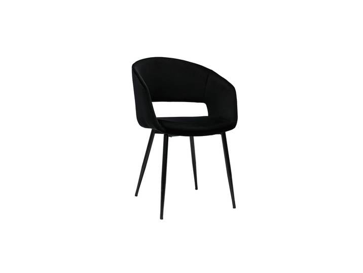 Chaise design noire en tissu velours et métal PRISMA