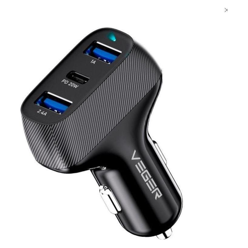 Veger Auto charger CC271 Rigorous PD37W (2A1C) carcharger Black (VEGER)