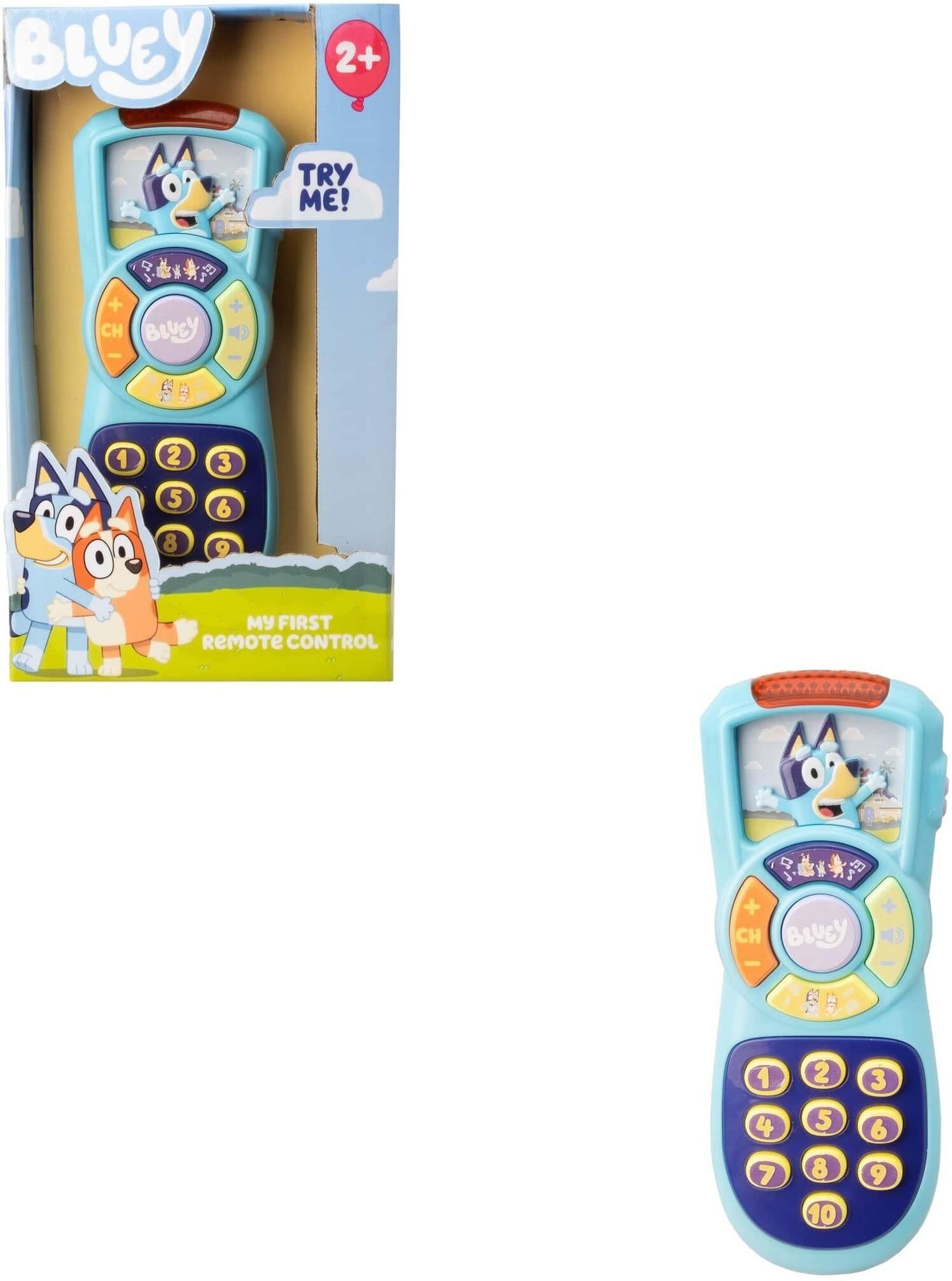 Bluey My First Remote Control Toy with Lights and Sounds for Toddlers - 15 Buttons, 2 x AAA Batteries Included - HTI