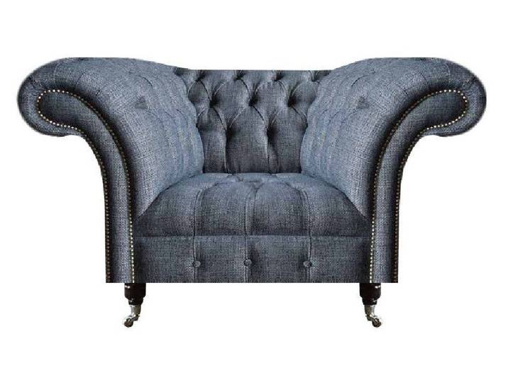 Xlmoebel Chesterfield-Sessel Eleganter grauer Textilsessel mit Knopfdesign (Sessel), Hergestellt in Europa