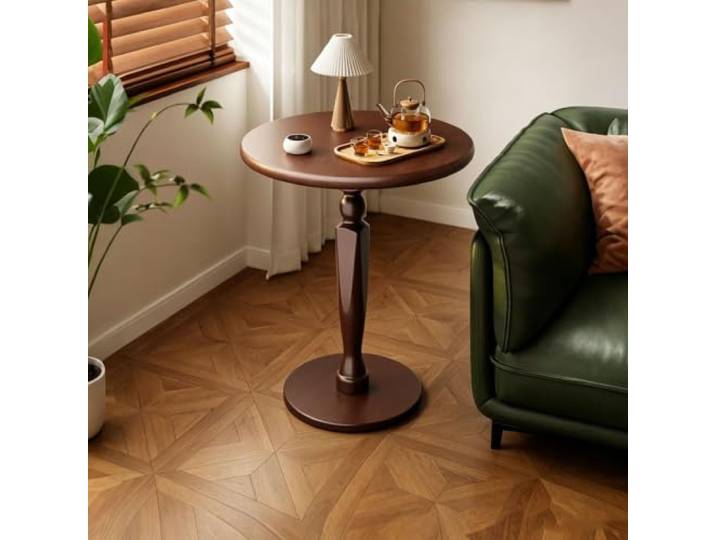 PEIVYRBCGA Runder Beistelltisch Massivholz Geschnitzte Beine 47cm 56cm Vintage Massivholz Beistelltisch für Wohnzimmer(B)