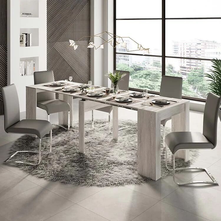 garneroarredamenti Tavolo consolle allungabile 54/252cm moderno bianco frassinato Violette