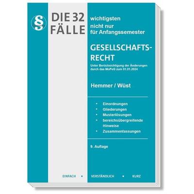 Die 32 wichtigsten Fälle Gesellschaftsrecht, Taschenbuch von Karl-Edmund Hemmer,Achim Wüst,Michael Tyroller,Clemens d'Alquen; Hemmer/Wüst,