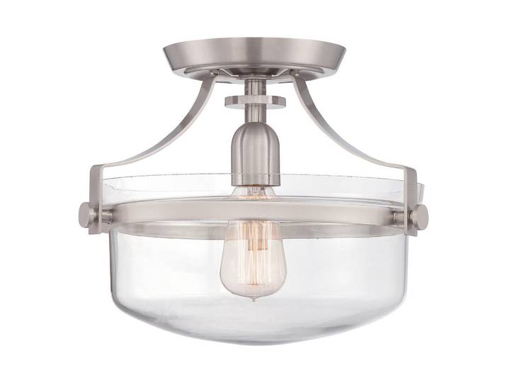 Elstead Lighting Deckenleuchte Penn-Station, Nickelfarben, Metall, Glas, 26.7 cm, RoHS, Lampen & Leuchten, Innenbeleuchtung, Deckenleuchten, Deckenleuchten