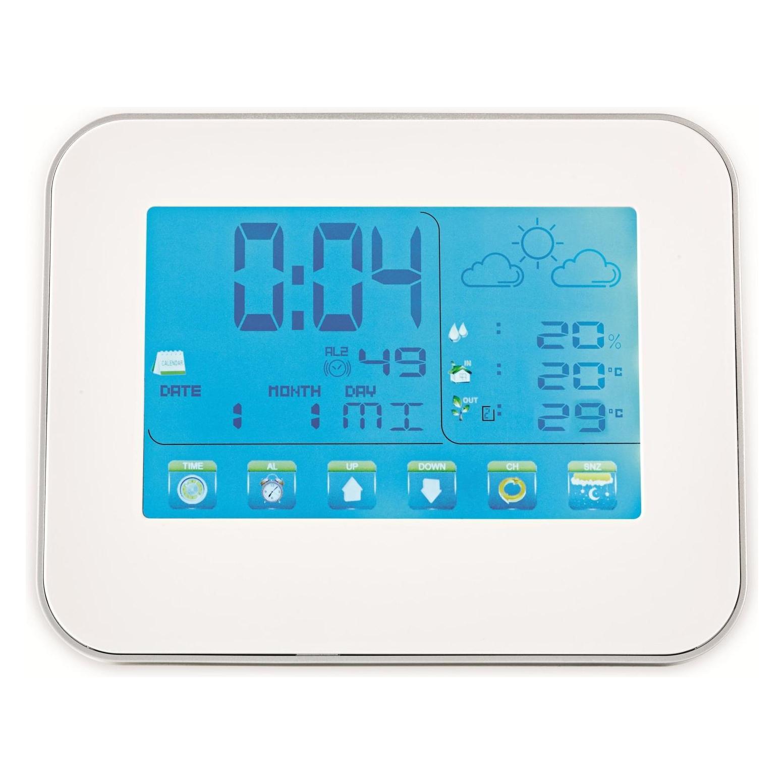 Nedis Wetterstation - Drahtloser Sensor - Wecker - Wettervorhersage Innen- und Aussen - Schlank und (WEST401WT)