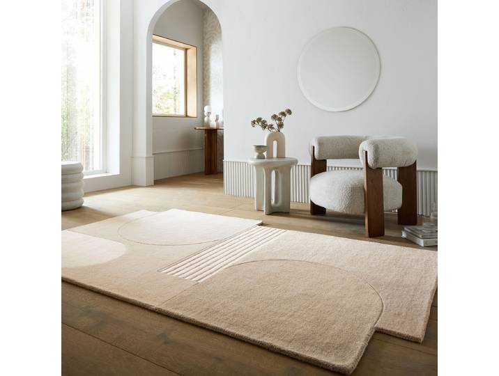 Wollteppich Lozenge Beige 120 x 180cm Wolle