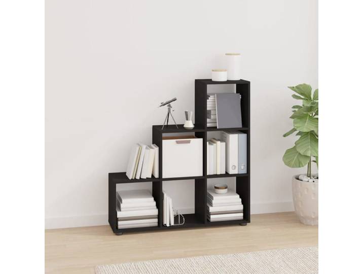 Bibliothèque escalier-Meuble de rangement Noir 107 cm Bois d'ingénierie