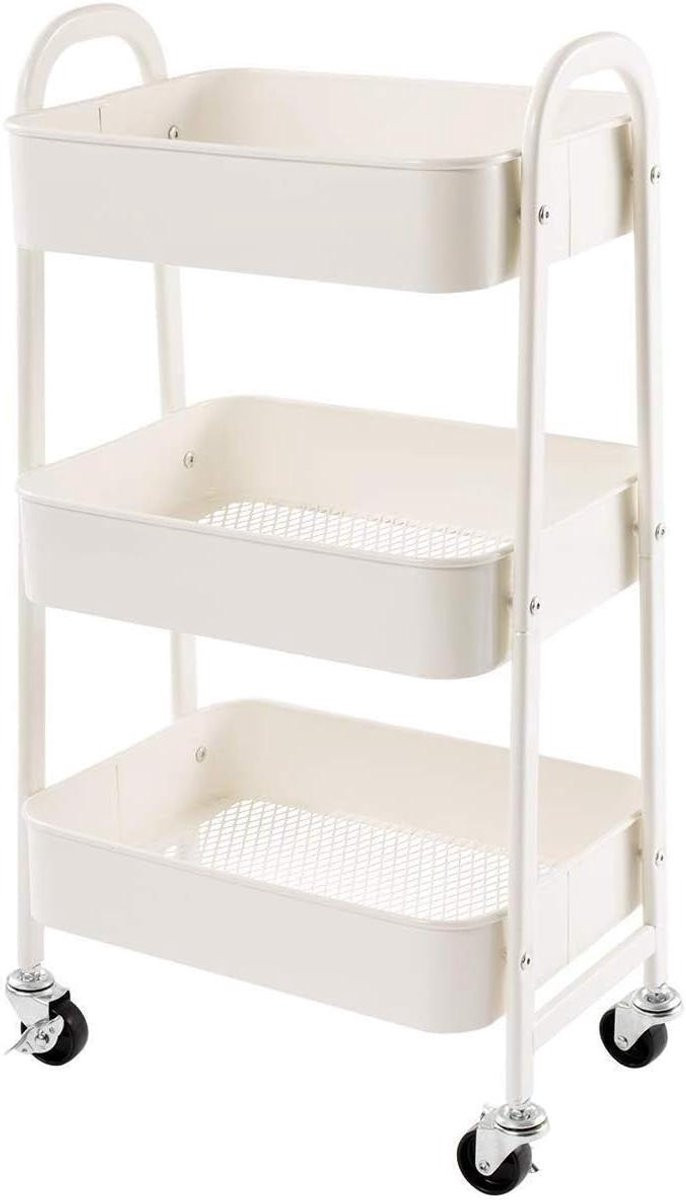 Ruimte Nizen Opbergtrolley met wielen - Wit - Hoogte: 70 cm