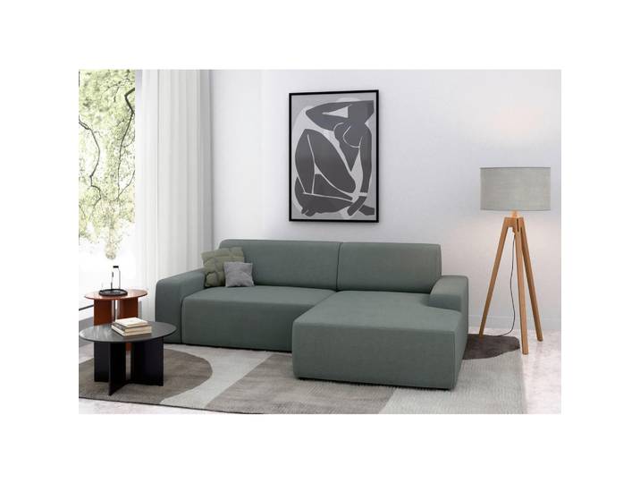 Ecksofa, Grau, 246x162 cm, Textil, 4-Sitzer, Ottomane Rechts, Modern