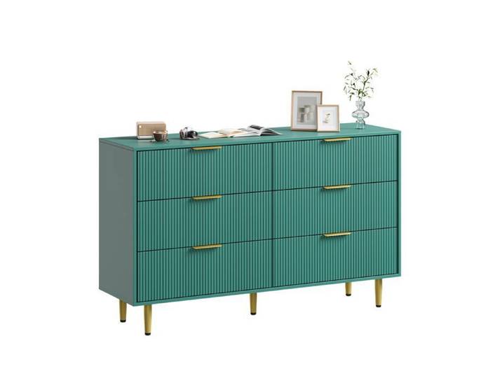 TRIUMPUNPRE Commode de chambre - 142 8 x 46 x 86 6 cm 6 tiroirs - Verte