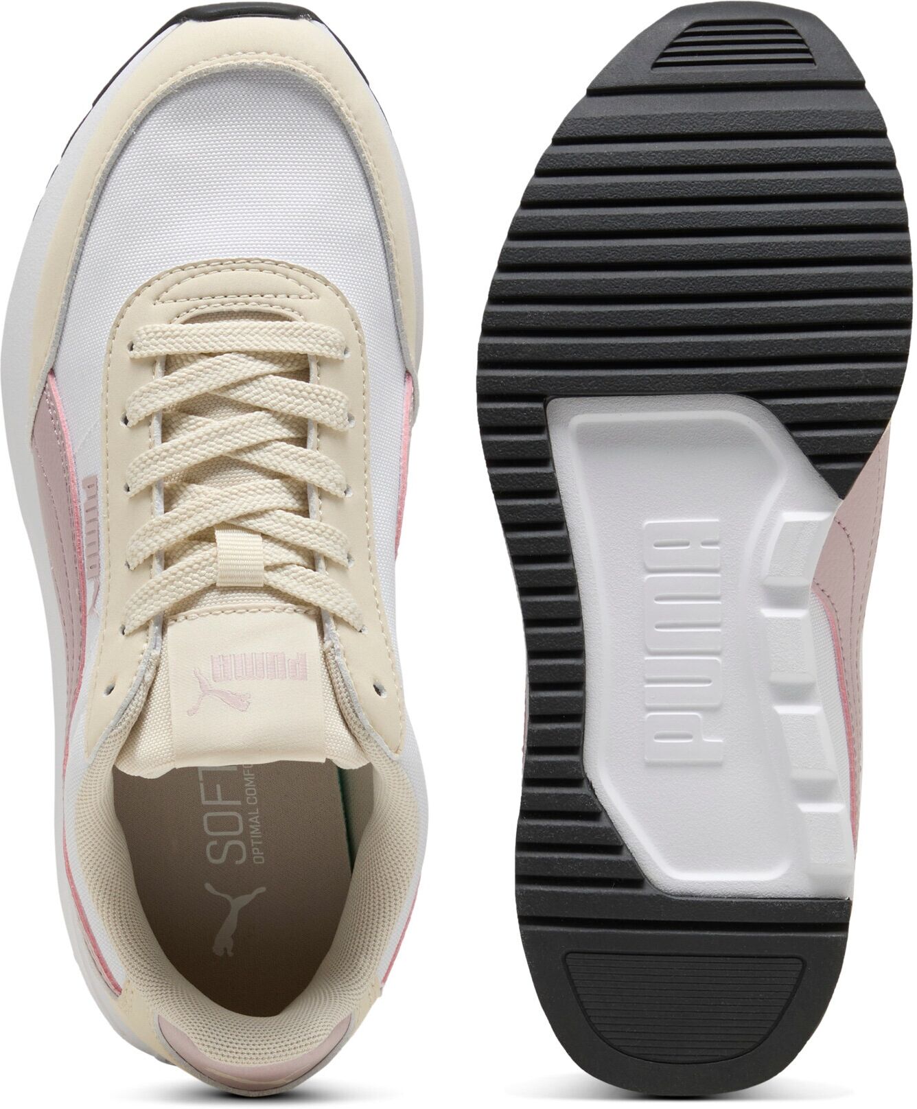 Sneaker PUMA "R78 LIGHTWIND", Damen, Gr. 40, Textil, beige (alpine snow, misty pink, puma weiß), mehrfarbig, Schuhe Sneaker, für vielseitige Alltagsabenteuer, atmungsaktiv, mit Schnürverschluss alpine snow, misty pink, puma weiß 40, Textil