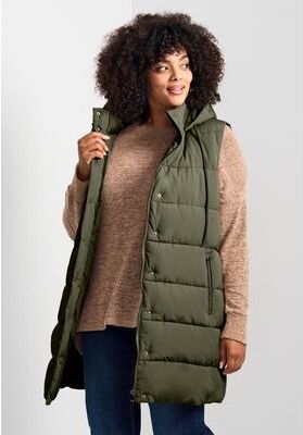 Plus Size Women's Ally Puffer Vest by Avenue in Olive (Size 18)