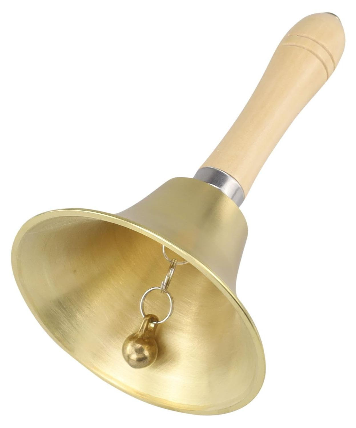 Merkloze Gouden Handbel met Houten Handvat voor Meditatie en Decoratie