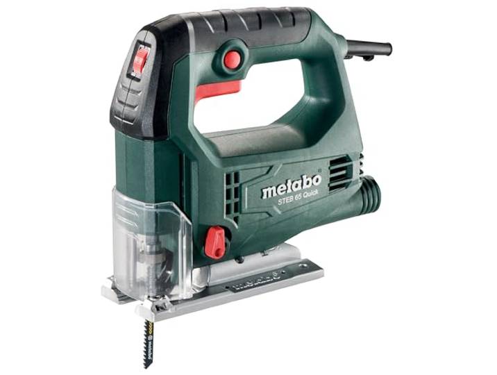 metabo Scie Sauteuse STEB 65 Quick\, 450 W avec Vitesse Variable Changement de lame rapide\, coupe précise 600-3000 tr/min\, inclinaison 45°\, câble 2\,5 m\, avec coffret de transport.