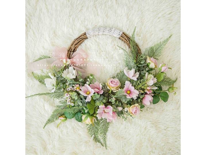 Simulation de fausses fleurs, décoration murale de salon, décoration de porte créative, couronne de roses pour la maison, accessoires de tir pour mariée
