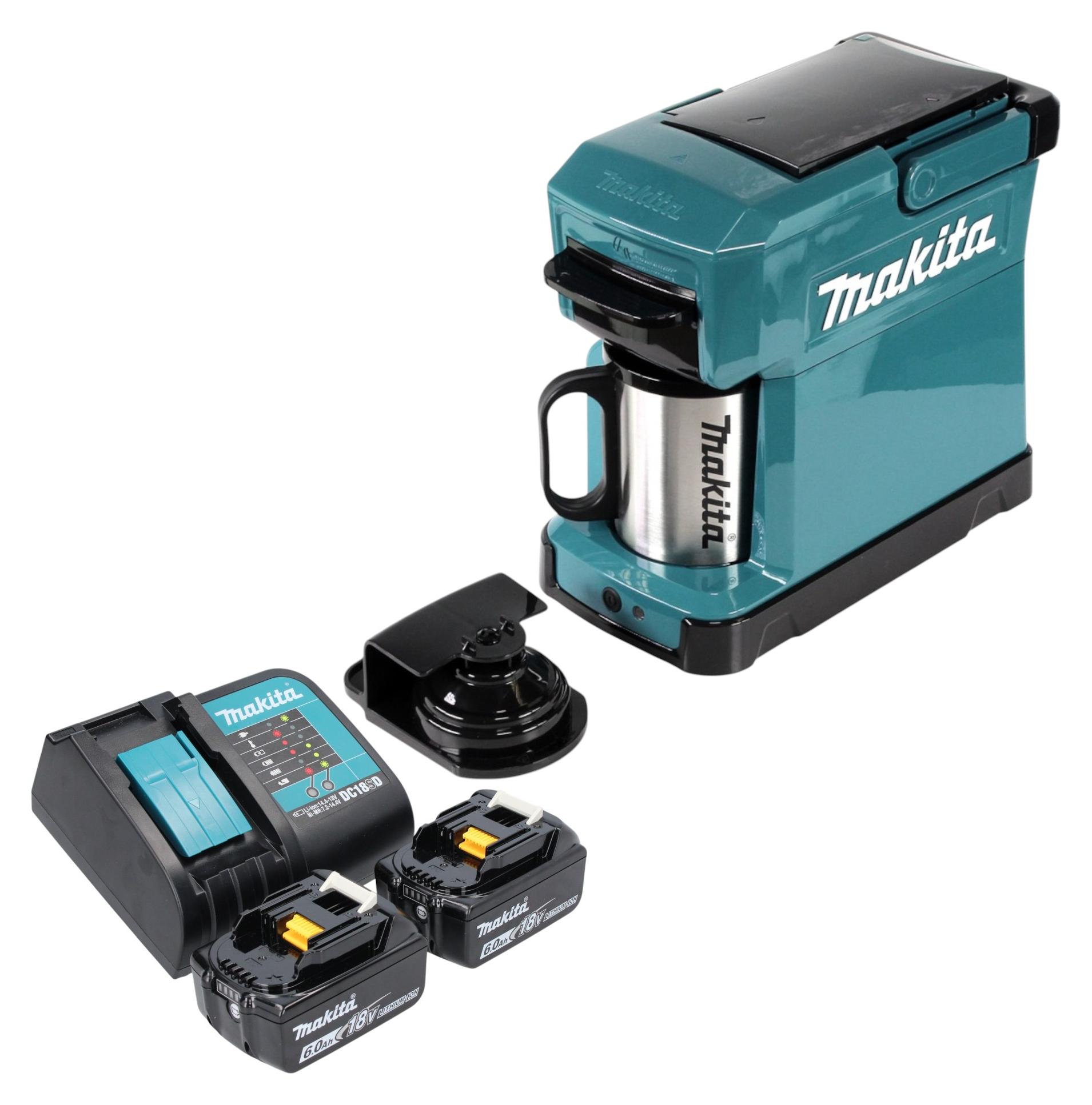 Makita DCM 501 SG2 Akku Kaffeemaschine 12 V max. / 18 V + 2x Akku 6,0 Ah + Ladegerät