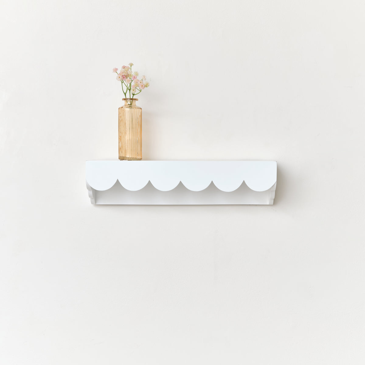 White Scalloped Wall Storage Shelf - 40cm Material: Furniture/Wall Cabinets & Shelving