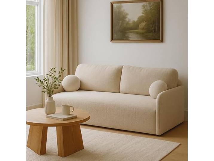 Dekori Möbel Schlafsofa Glori 206x87 cm mit Schlaffunktion und Bettkasten, komfortabel Sofa mit MOS System (Cremona 14 (Grau-Beige))