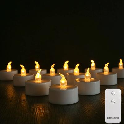 Inspired Living Battery Operated LED Tea Lights Flameless Candles 12 Pack Or 24 Pack Flickering Votive Set 12pc With Remote