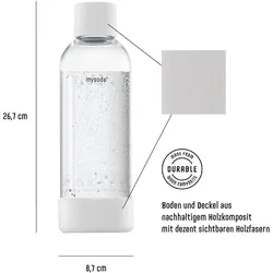 Mysoda 1 liter - BPA-fri plastik- Hvid, Wassersprudler Zubehör, Weiss