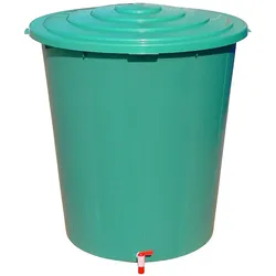 Kunststoff-Regenwassertonne, 300 l, Ausguss, Deckel