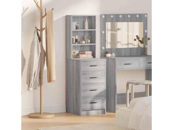 RJPLMFV Oberer Schrank Sonoma, Grau, 40 x 41 x 135 cm, Holz, Technik Modernes Aufbewahrungsmöbel, matte Oberfläche, einfache Reinigung, für Esszimmer