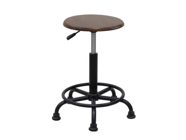 Tabouret de dessin rétro en bois et métal en chêne rustique