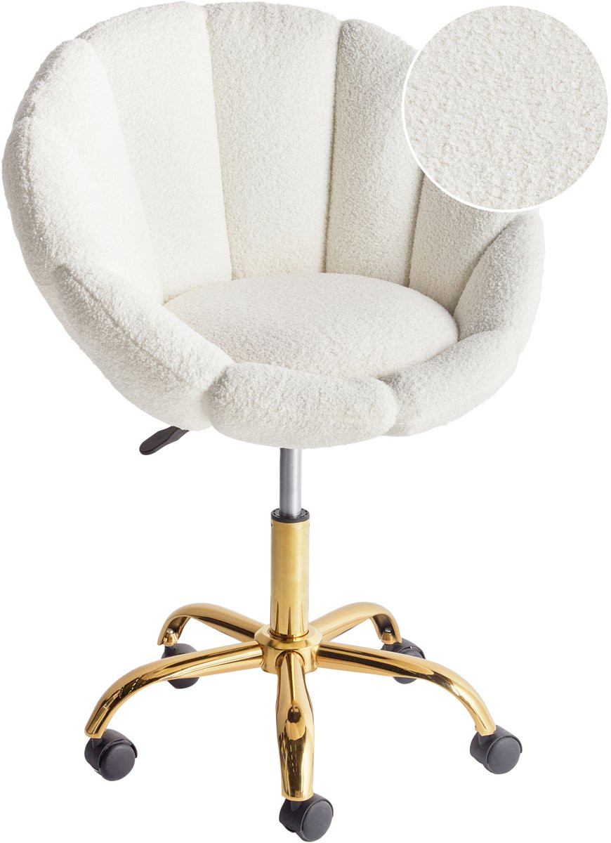 Beliani Annabelle Bureaustoel - Wit - Bouclé
