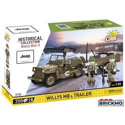 Cobi Historical Collection World War II 3132 Willys MB & Trailer 200 Kl. 3132