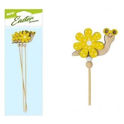 MFP Paper Schnecke am Stiel, gelbe Blume, 28 cm, 3 Stk (5.50 cm) (47792663)