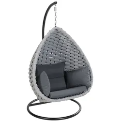 Home Deluxe Hängesessel aus Seilgeflecht Hellgrau CADEIRA - 1-Sitzer