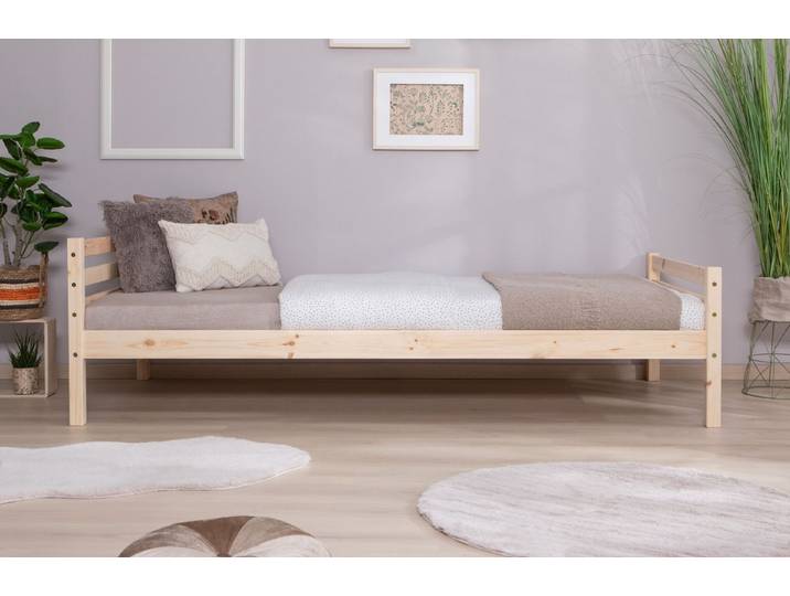 Ticaa Jugendbett, Futonbett in diversen Breiten, Kiefer, mit Rollrost