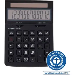 MAUL Tischrechner ECO 850 Solar 1-zeilig, 12 Ziffern schwarz