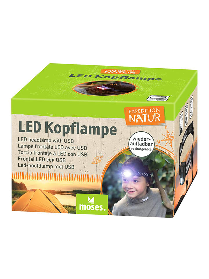 moses. LED-Kopflampe "Expedition Natur" in Schwarz - onesize