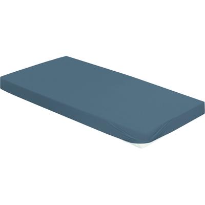 Spannbettlaken BIERBAUM "Jersey", blau (jeans), 1 Stk., Jersey, 180-200x200-220 30cm, Jersey, Obermaterial: 95% Baumwolle, 5% Elasthan, Bettlaken, Spannbettlaken, 95 % Baumwolle und 5 % Elasthan für optimale Weichheit und Dehnbarkeit