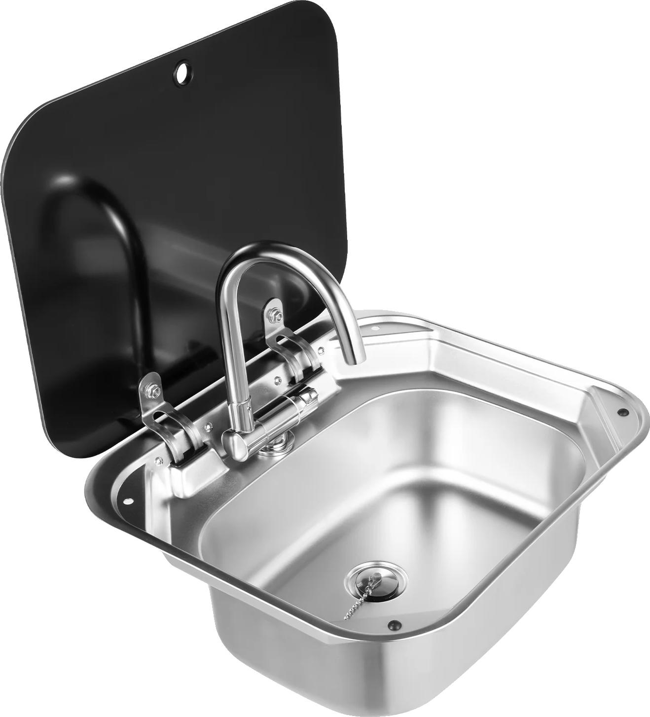 RV-Spüle, faltbares Design, flexibler Wasserhahn, Silber