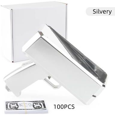 Uplift Picks Party Money Gun Toy Cash Cannon With Fake Money Bills For Events silver