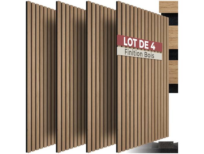 4 Pièces\, Panneaux Acoustiques\, Mdf\, Placage Bois\, Marron Chêne