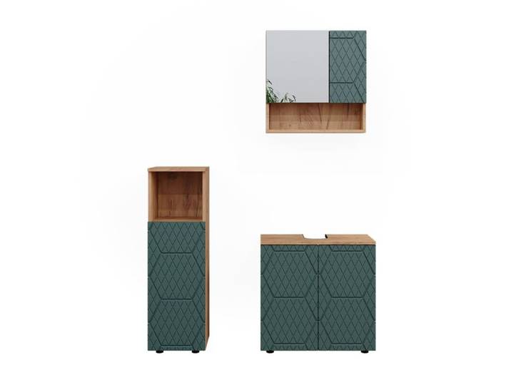 Meubles bain Irma 3 pièces Vert/Chêne doré Vicco 47191